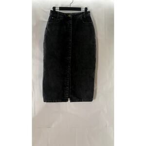 SESSUN BLUE Women's Black Denim Amadeo Split Button Front Skirt SZ 36(US4)